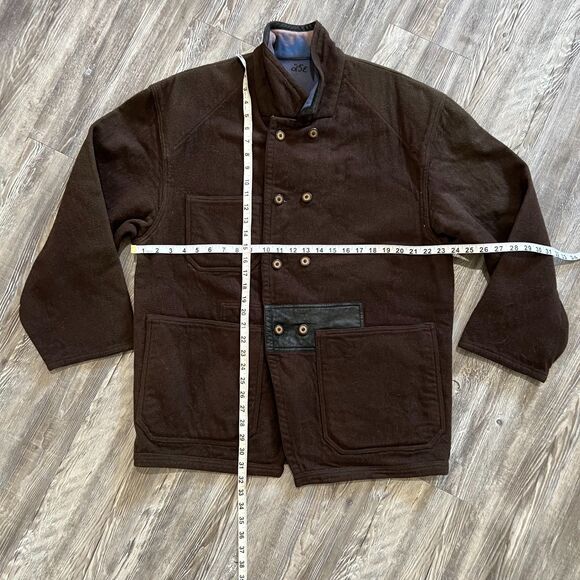 Vintage French Wool Cotton Reversible Work Chore Jacket Brown Blue - Picture 4 of 9